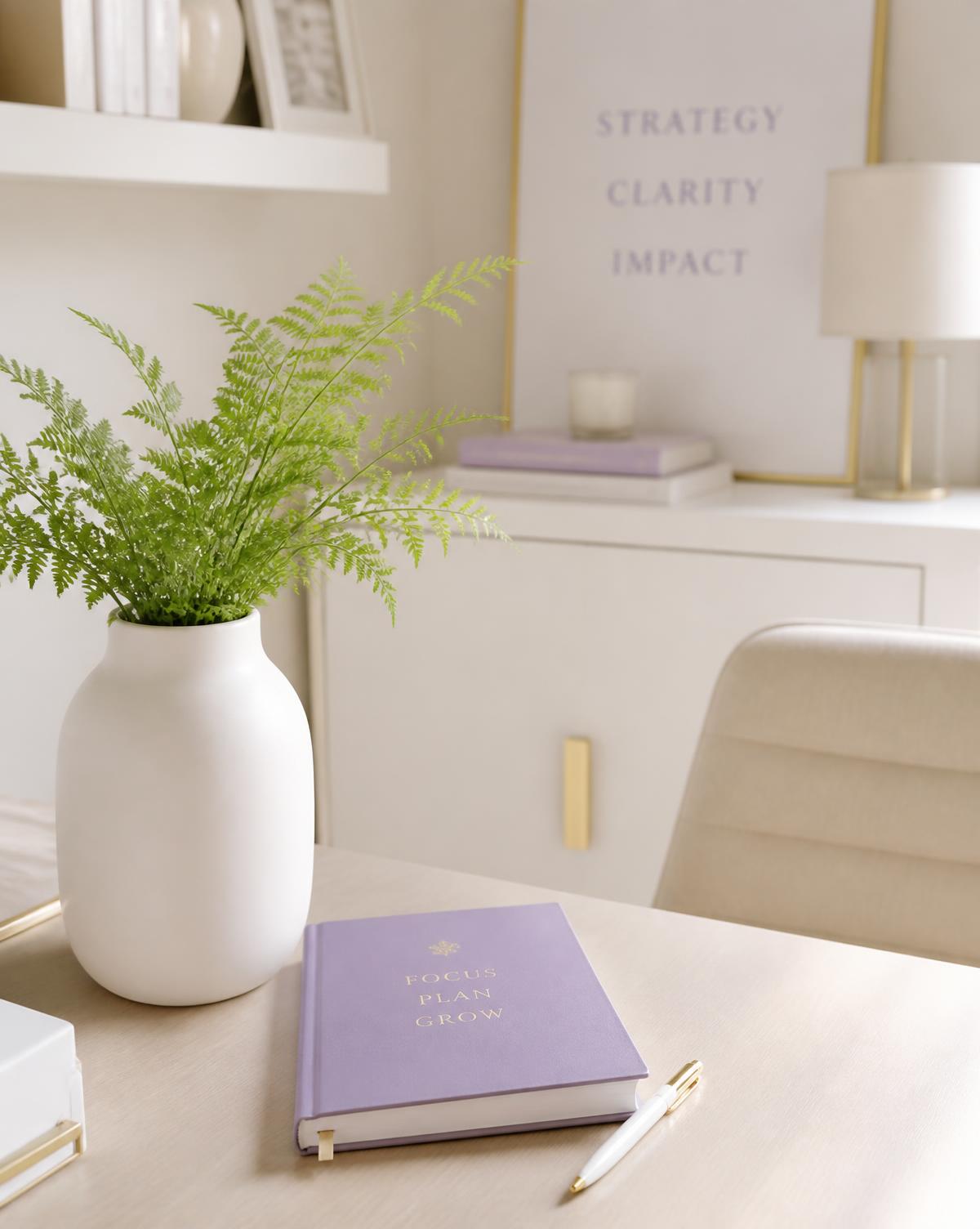 Calm, organized workspace representing purposeful consulting